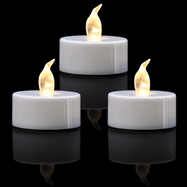 Velas de té LED KOABY, parpadeantes, sin llama, blanco cálido, 50 unidades