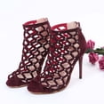 thumbnail image 5 of Abtuhar Womens High Heels Shoes Solid Color Open Toe Back Zip Thin Heel, 5 of 5