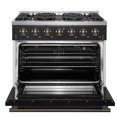 thumbnail image 3 of Forno Galiano 36-inch Freestanding Gas Range in Black with Antique Brass Design, 6 Burners, 83,000 BTU, 5.36 cu.ft. Convection Oven, 3 of 11