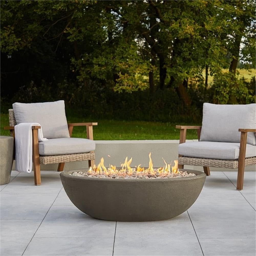 Real Flame Riverside 48" Oval Concrete Propane Fire Pit in Glacier Gray