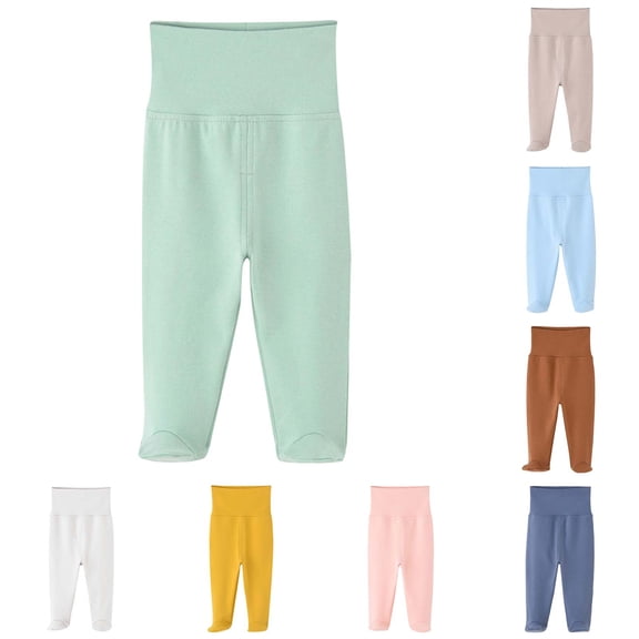 JFOPQVSM 2 Pack Baby Footed Pants Soft Cotton Spandex Pants with Feet Pull on Bottoms for Infant Unisex Baby Boys Girls