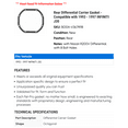 thumbnail image 2 of Rear Differential Carrier Gasket - Compatible with 1993 - 1997 INFINITI J30 1994 1995 1996, 2 of 2