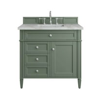 James Martin Vanities 36" Single Vanity, Smokey Celadon w/ 3 CM Victorian Silver Top