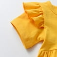 thumbnail image 5 of Toddler Baby Girl Clothes Solid Color Short Sleeve Ruffle Tops Pants Headband Outfits Set (18-24 Months, Yellow), 5 of 6
