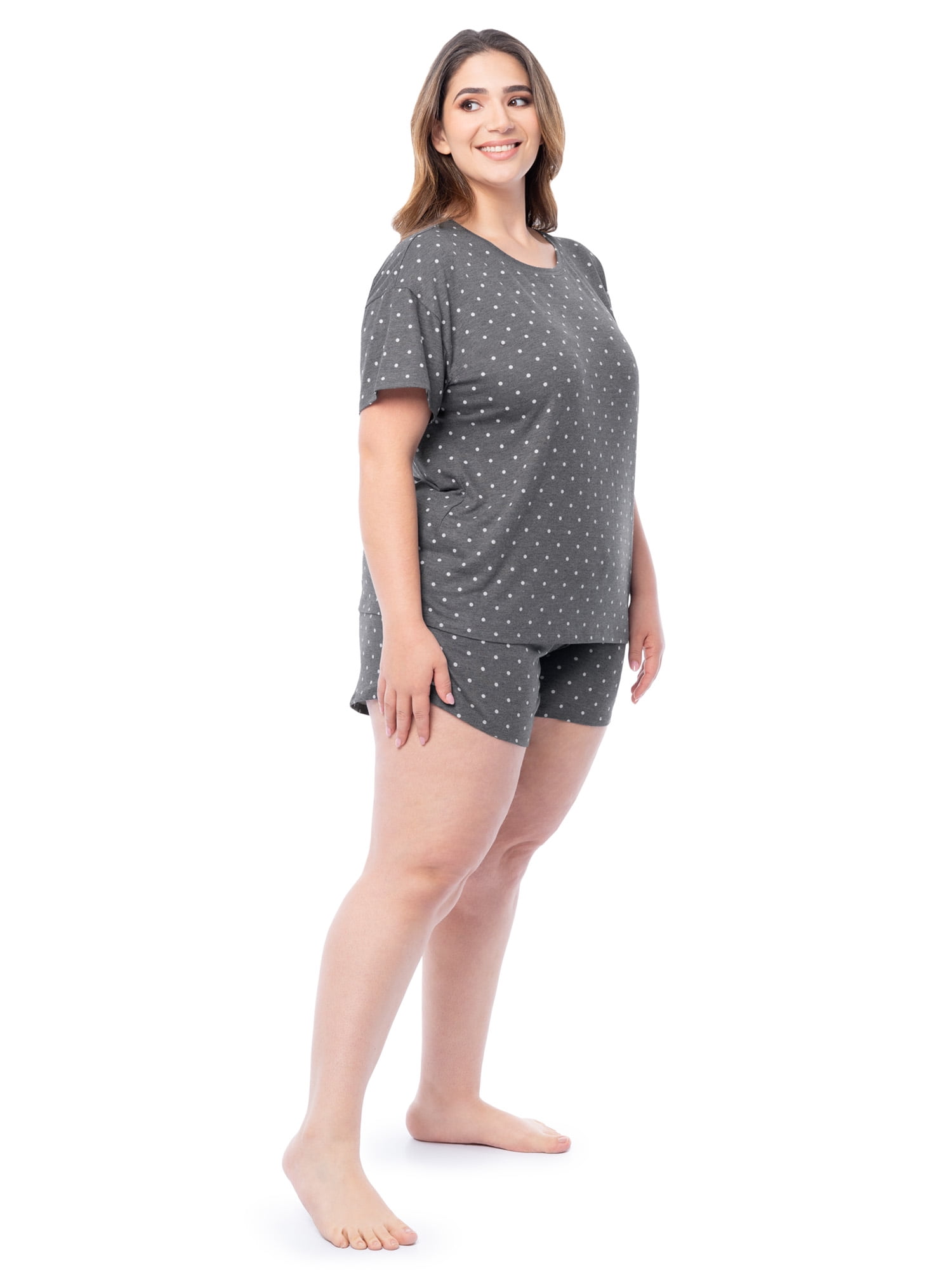 Fruit of the Loom Women's Soft and Breathable Short Sleeve Crew Top & Pajama Short Set, Sizes S-4X