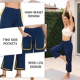 thumbnail image 6 of NELEUS Womens 25" Wide Leg Capri Pants Yoga Legging High Waist Cropprd Pants with Pockets,Navy Blue,US Size XL, 6 of 12