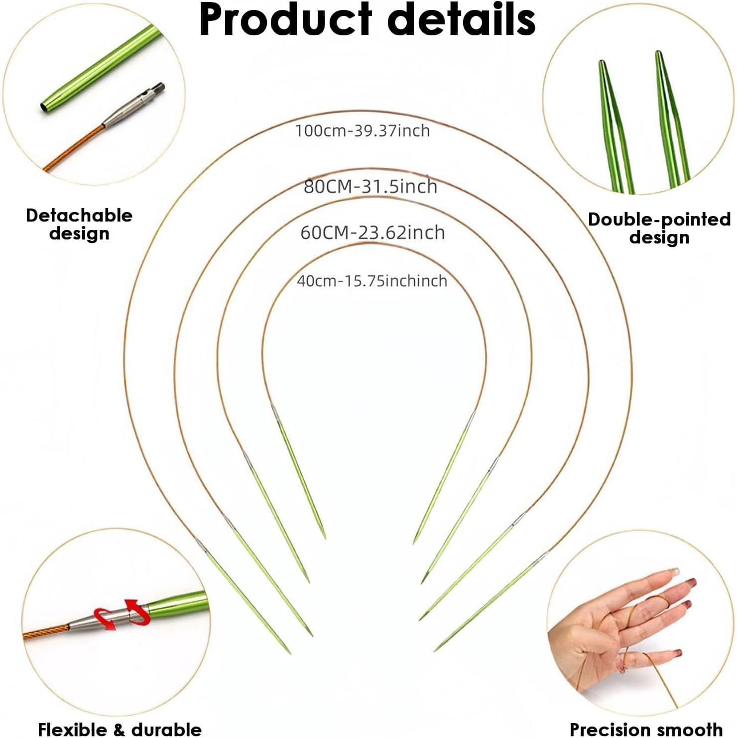 Knitting Needles Set Interchangeable Aluminum Circular Knitting Needles Set 13 Pairs of 4 Inch Premium Aluminum Needles & Accessories Green