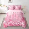 thumbnail image 2 of Feelyou Bowknot Initial A Bedding Comforter Set 7pcs, Pink Stars Balloon Full Bedding Set, 2 of 8