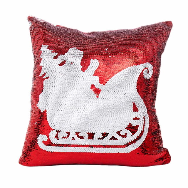 Rojo de lentejuelas copo de nieve Reno letra patrón sofá decoración del hogar fundas de almohada de coche funda de almohada suave funda de almohada 40x40cm Sweethay JR0775-05