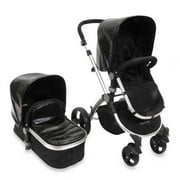Angle View: Babyroues 6712 Letour lux II Classique Canopy & Footcover - Frosted Silver Frame, Croco Black
