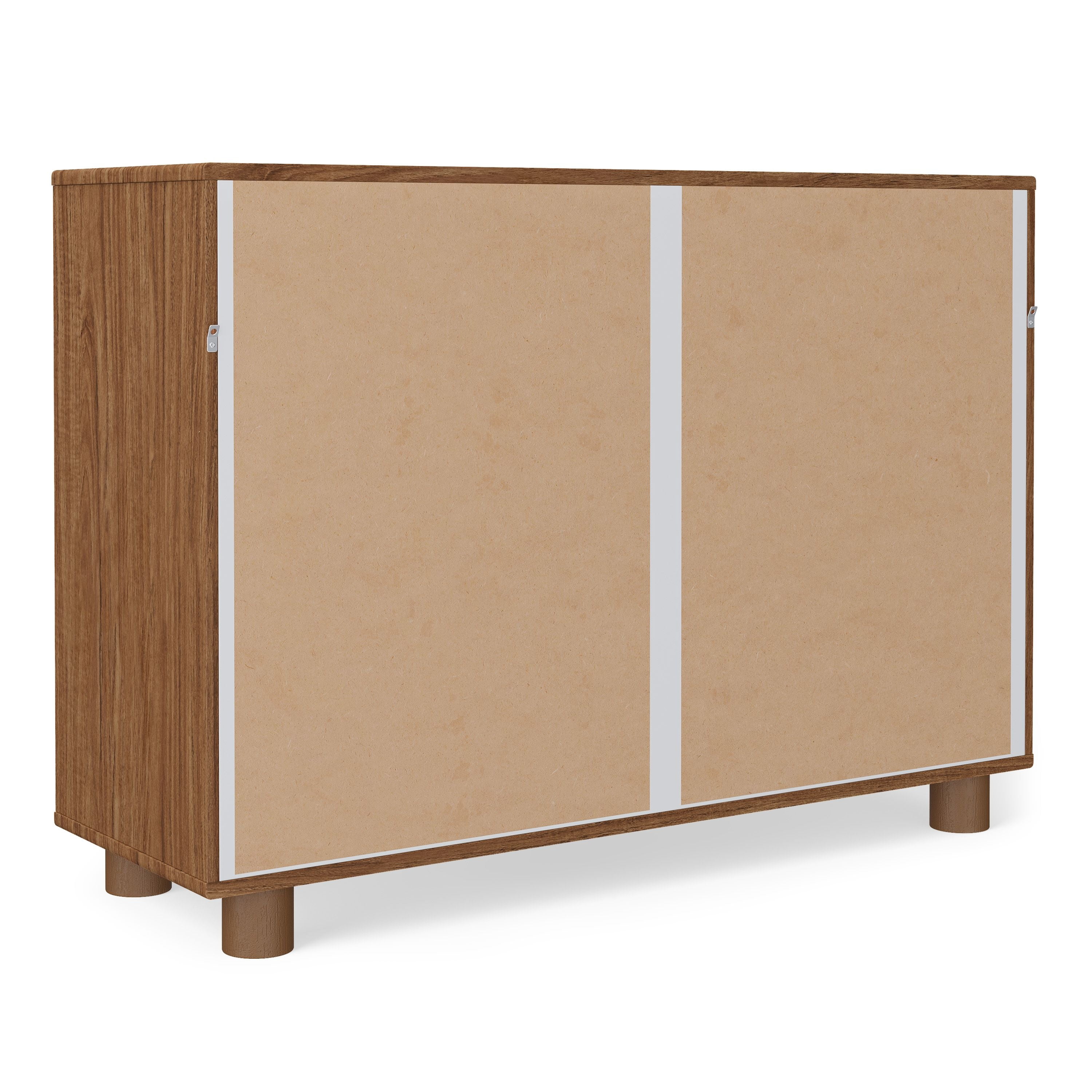 Mainstays Kids Arched Storage Accent Cabinet with Acrylic Doors, Warm Walnut