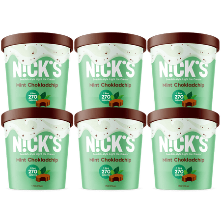 N!ck s Swedish-Style Light Ice Cream  Mint Chokladchip  Pint (6 Count)