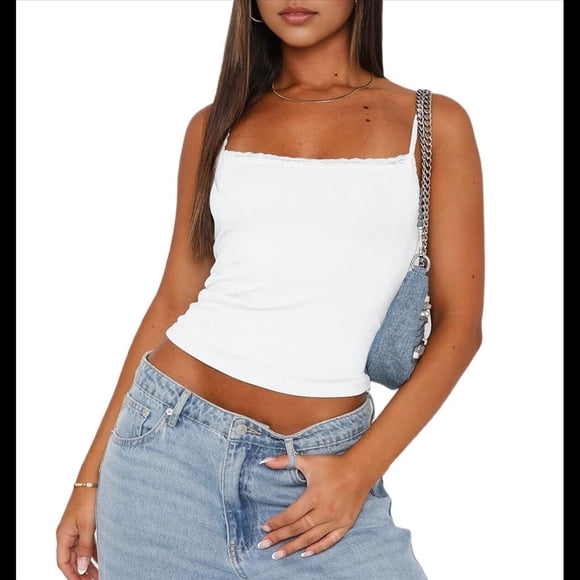 Top Corto Básico Sin Mangas con Tirantes Finos para Mujer XL