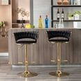 thumbnail image 4 of Swivel Height Adjustable Bar Stools Set of 2, Simple Velvet Bar Stools with Low Back and Gold Base, Counter Height Bar Chairs Luxury Gold Bar Stools for Kitchen Island, Pub and Dining Room, Black, 4 of 7
