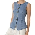 thumbnail image 6 of Homenesgenics Button-Front Sleeveless Vest Sleeveless Hoodless Blue M, 6 of 7