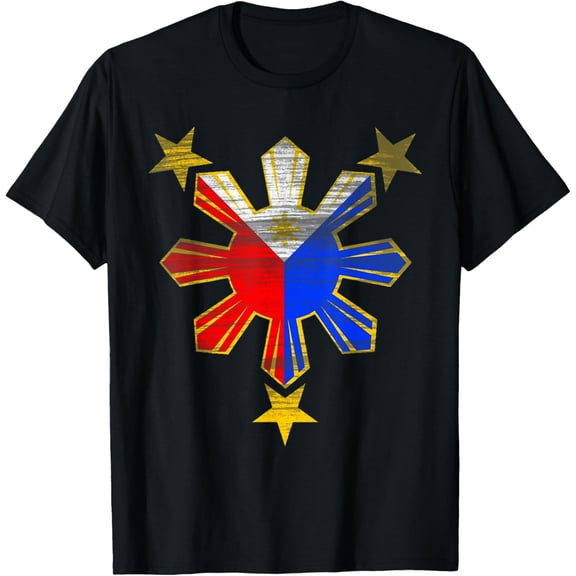 Philippines Flag Proud Filipino Souvenir Philippines Holiday T-ShirtMen and women, Black T-shirt, size: Extra large S-4XL