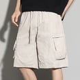 thumbnail image 6 of Men Shorts Casual Cargo Men's Cargo Shorts with Elastic Waist Drawstring,Plus Size Summer Wide Leg Shorts with Multi Zipper Pocket Gray 4XL, 6 of 8