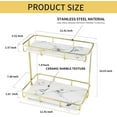 thumbnail image 6 of Bathroom Organizer Countertop Perfume Organizer Makeup Organizer Cosmetics Storage Display Rack Vanity Tray Dresser Stainless Steel Gold Shelf White Marble Ceramic Tray, 6 of 10
