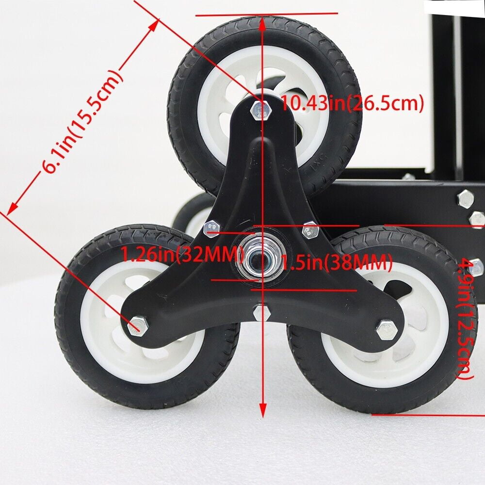 Climbing Stairs Hand Truck Black Carbon Steel Universal Two Spare Tires Climb Stairs Haul Goods