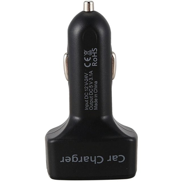 4 piezas por paquete Cargador de coche USB dual de 3,1 A Encendedor de cigarrillos Voltímetro digital Medidor de voltaje de coche para iPhone 6, 6 Plus, 5s, 5c, 4s, 4 Teléfono móvil Samsung (LED azul)