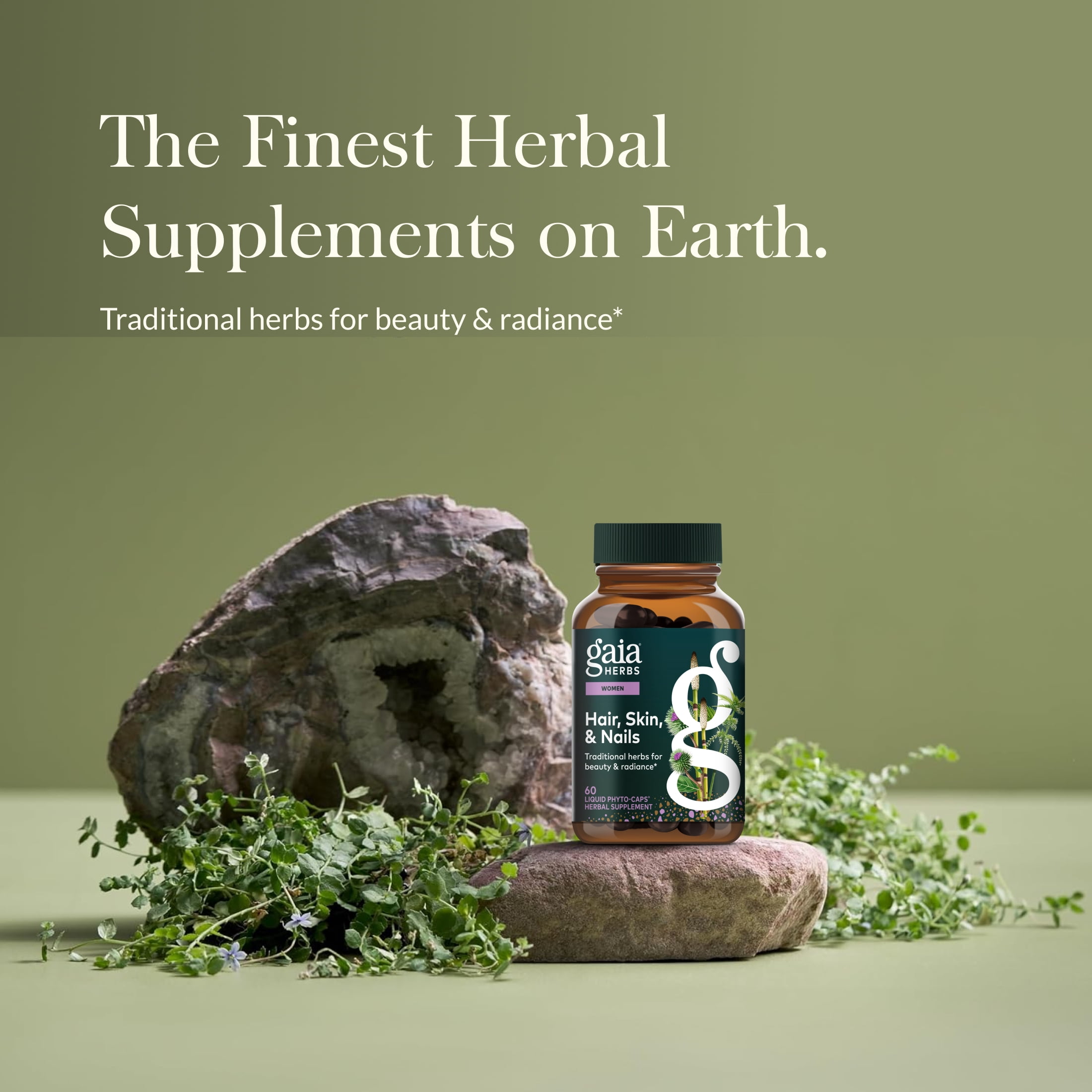 Gaia Herbs Hair, Skin & Nails - Supplement to Support Healthy Skin, Hair & Nail Health* - Astaxanthin, Horsetail, Gotu Kola & Burdock - 60 Vegan Liquid Phyto-Capsules (30 Servings)