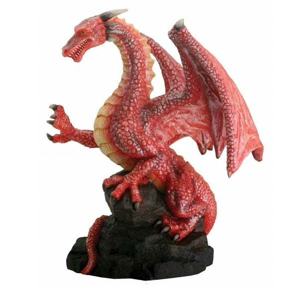 Red Dragon On Rock Fantasy Figurine