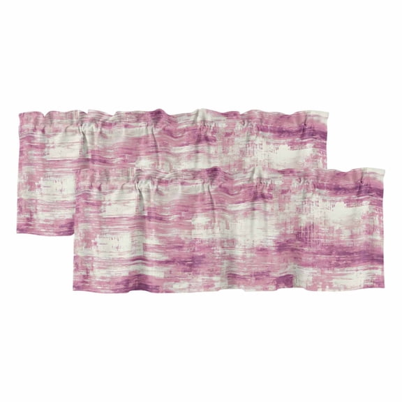 2 Pack Valances for Window, Pink Ombre Short Curtains for Kitchen Bedroom Living Room, Gradient Abstract Art Vintage Rod Pocket Small Window Treatment Valance Drapes 42 x 18 Inch