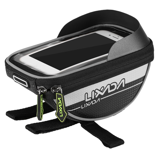 Lixada Lixada Touchscreen-Friendly Handlebar Bike Bag with Reflective Strips, Sunshade, and Earphone Jack, Adjustable Straps, Grey (Pattern 2)