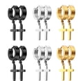 thumbnail image 5 of Pendientes de acero de titanio con forma de cruz sencilla y a la moda para hombre, pendientes de moda para mujer, material resistente ideal para regalar, 5 of 5