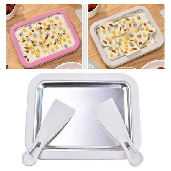 EGNMCR Ice Cube Tray Ice Cream Roll Maker Rolled Ice Cream Machine Sweet Pan Instant Cold With 2 Spatulas For Making Rolled Ice Cream Yogurt ice machine