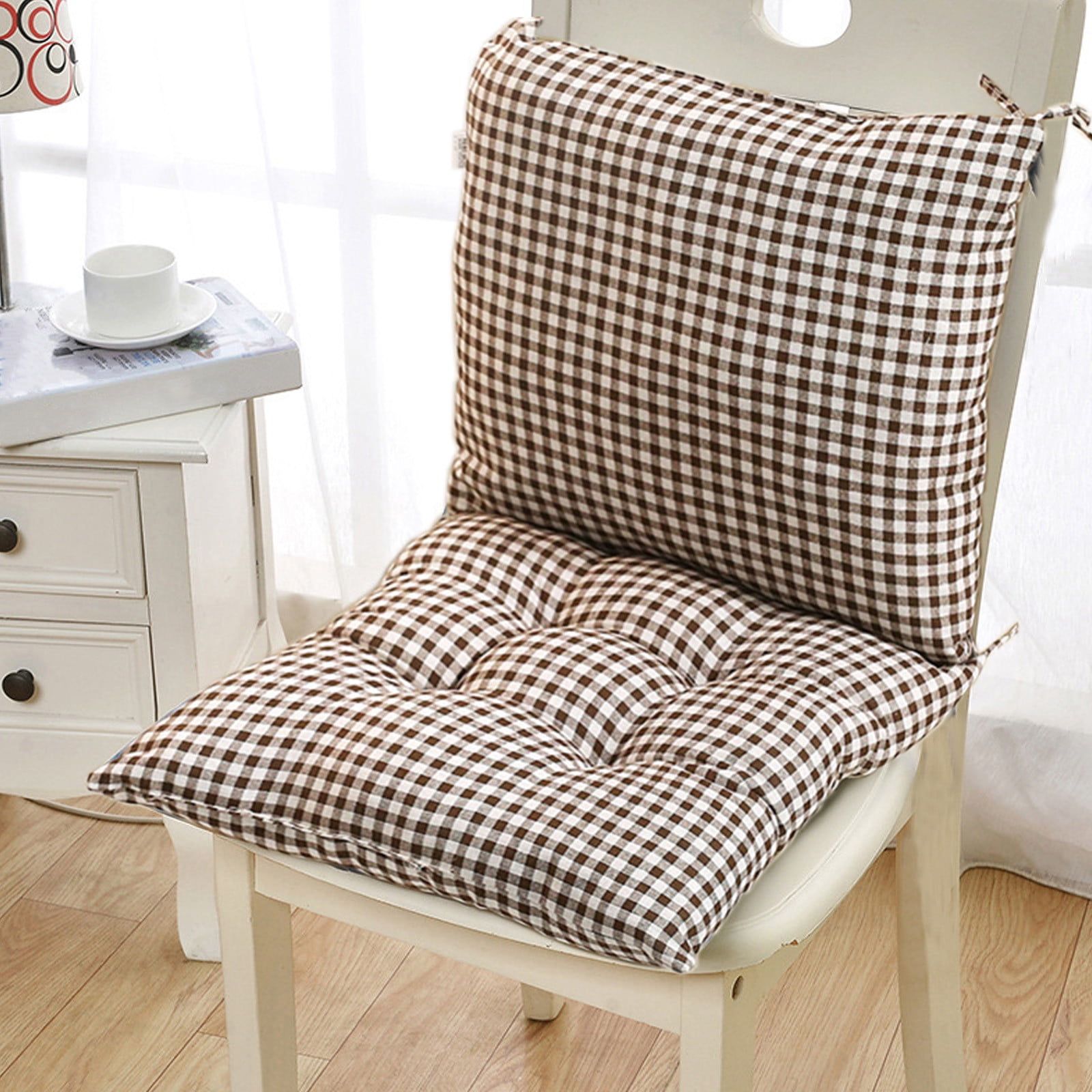 potrochi Outdoor Chair Cushion, Indoor/Outdoor Solid Back 1 Piece Square Corner Chair Cushion with Ties, Deep Seat, Weather, and Fade Resistant, Chair Cushions for Dining Chairs