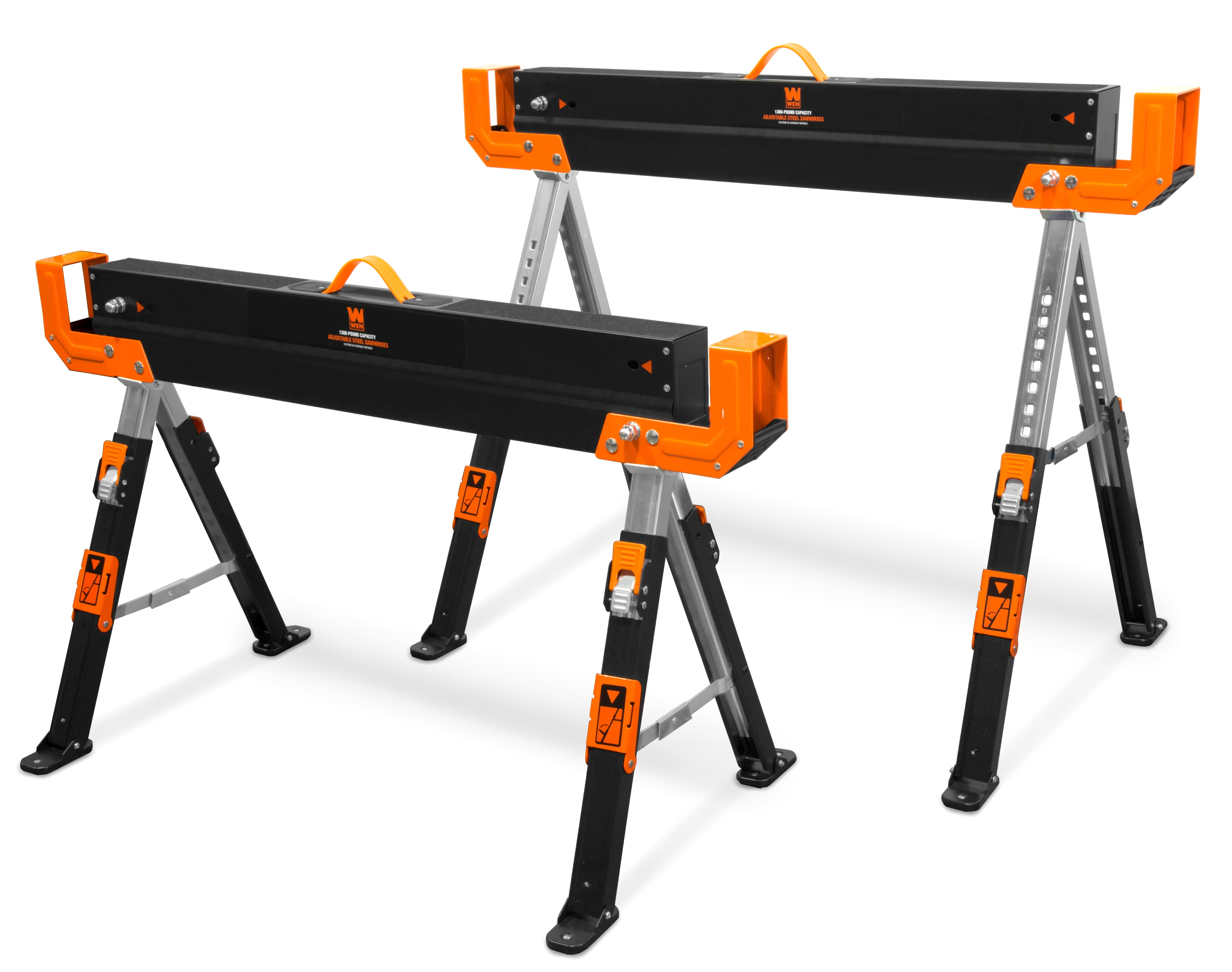 Details about   Metal Sawhorse High Grade Steel Folding 1300 Lb Capacity Adjustable Height/Width