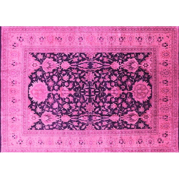 Ahgly Company Indoor Rectangle Oriental Pink Traditional Area Rugs, 8' x 12'