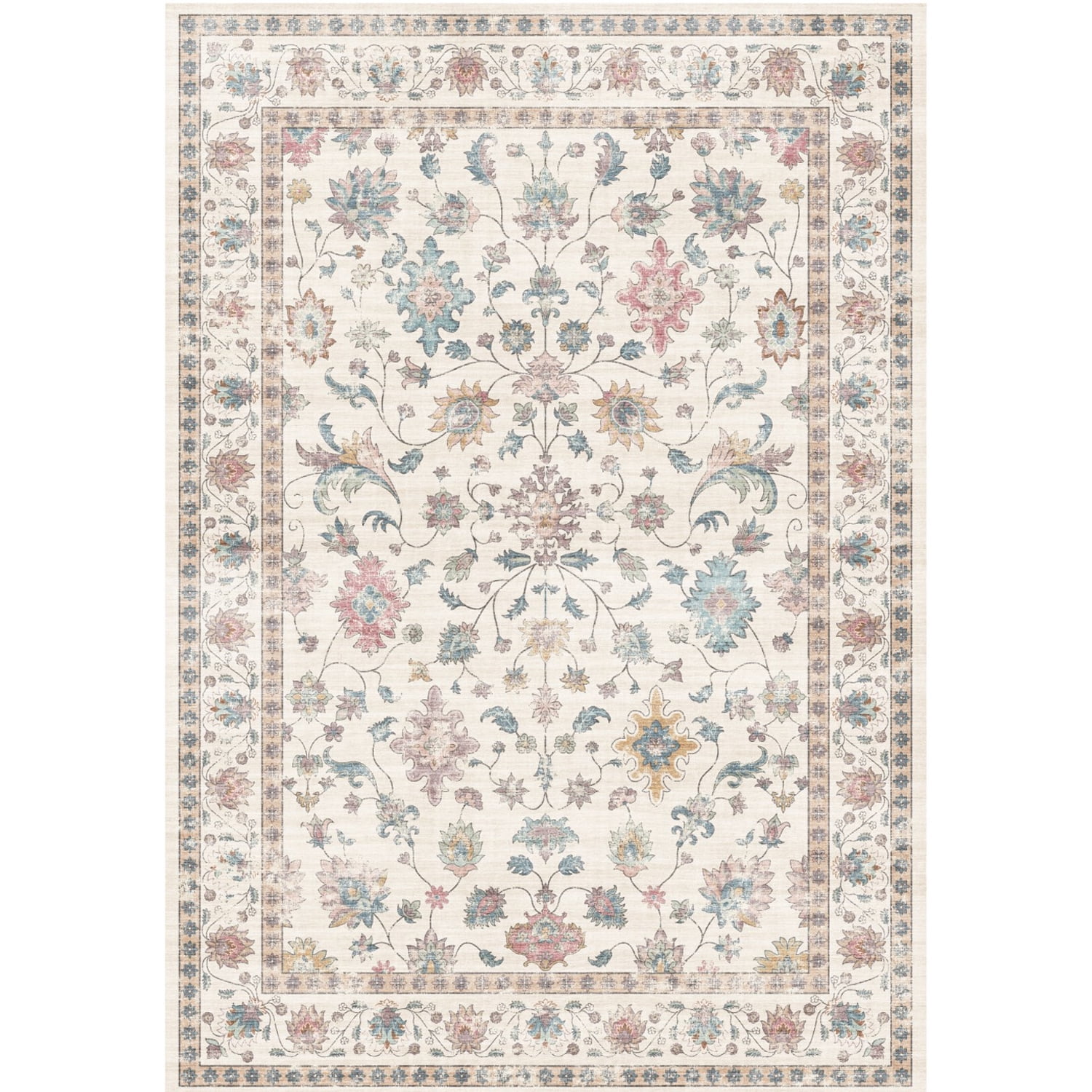 BERTHMEER 8'x10' Area Rugs for Living Room Dining Room Bedroom Farmhouse Vintage Oriental Traditional Machine Washable Non-slip Rugs Carpets,Multicolor