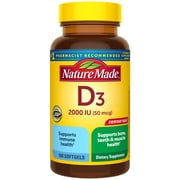 Nature Made Vitamin D3 2000 IU (50 mcg) Softgels, Vitamin D Dietary Supplement, 100 Count