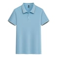 thumbnail image 4 of DPTALR Women's Casual Short Sleeve Lapel Shirt,Light Blue,Size M, 4 of 5