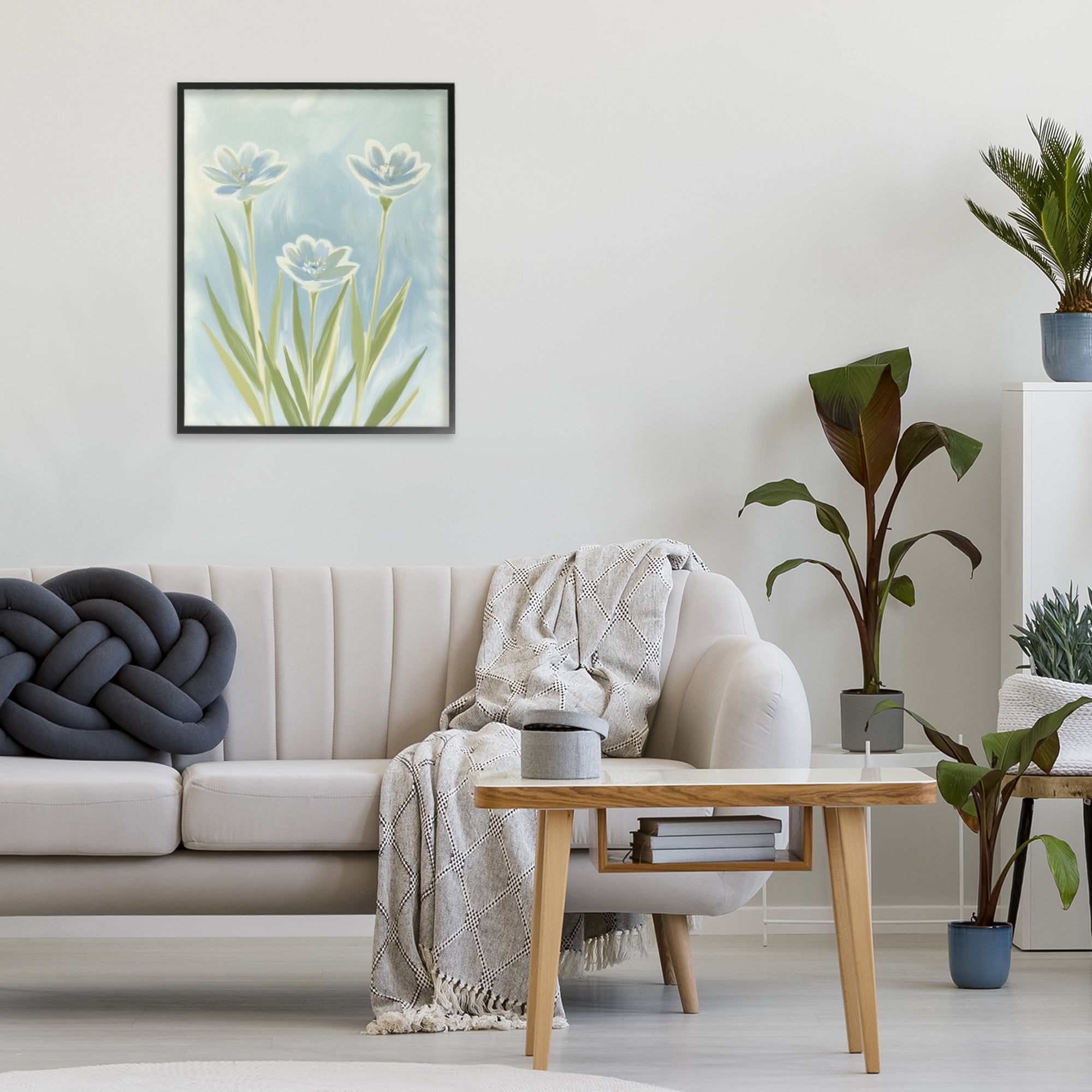 Stupell Industries Three Blue Petals Black Framed Giclee Art, design by Kim Allen