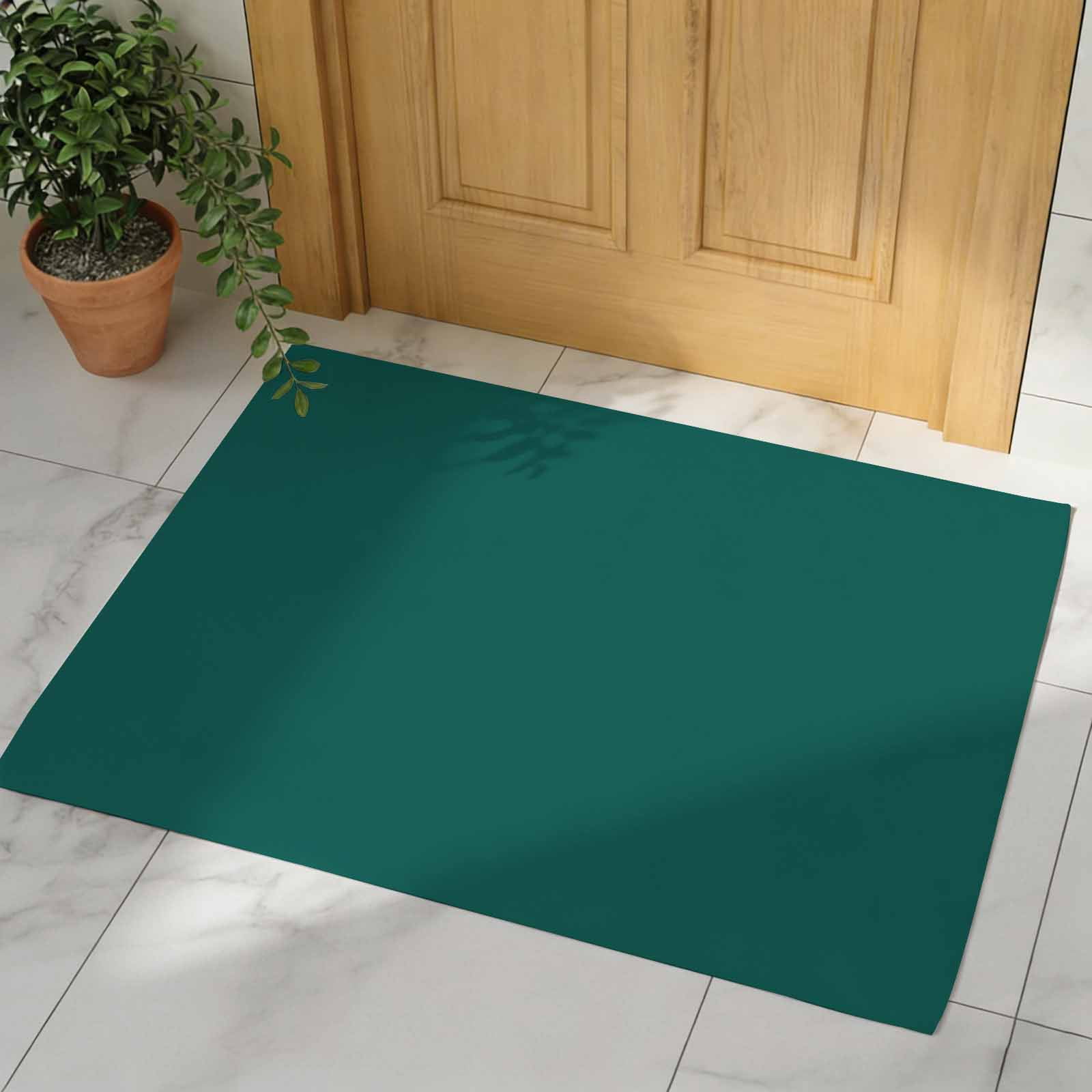 Dark Green Indoor Door Mat - 20"x31.5", Non-Slip Welcome Mat for Outdoor, Farmhouse Solid Green Color Modern Art Front Doormat for Entry, Low-Profile Doormat Entrance Rug for Kitchen/Bathroom