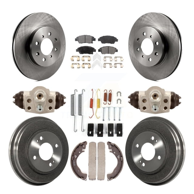 Transit Auto Front Rear Disc Brake Rotors Ceramic Pads and Drum Kit (9Pc) for Car Honda Fit K8T-102695