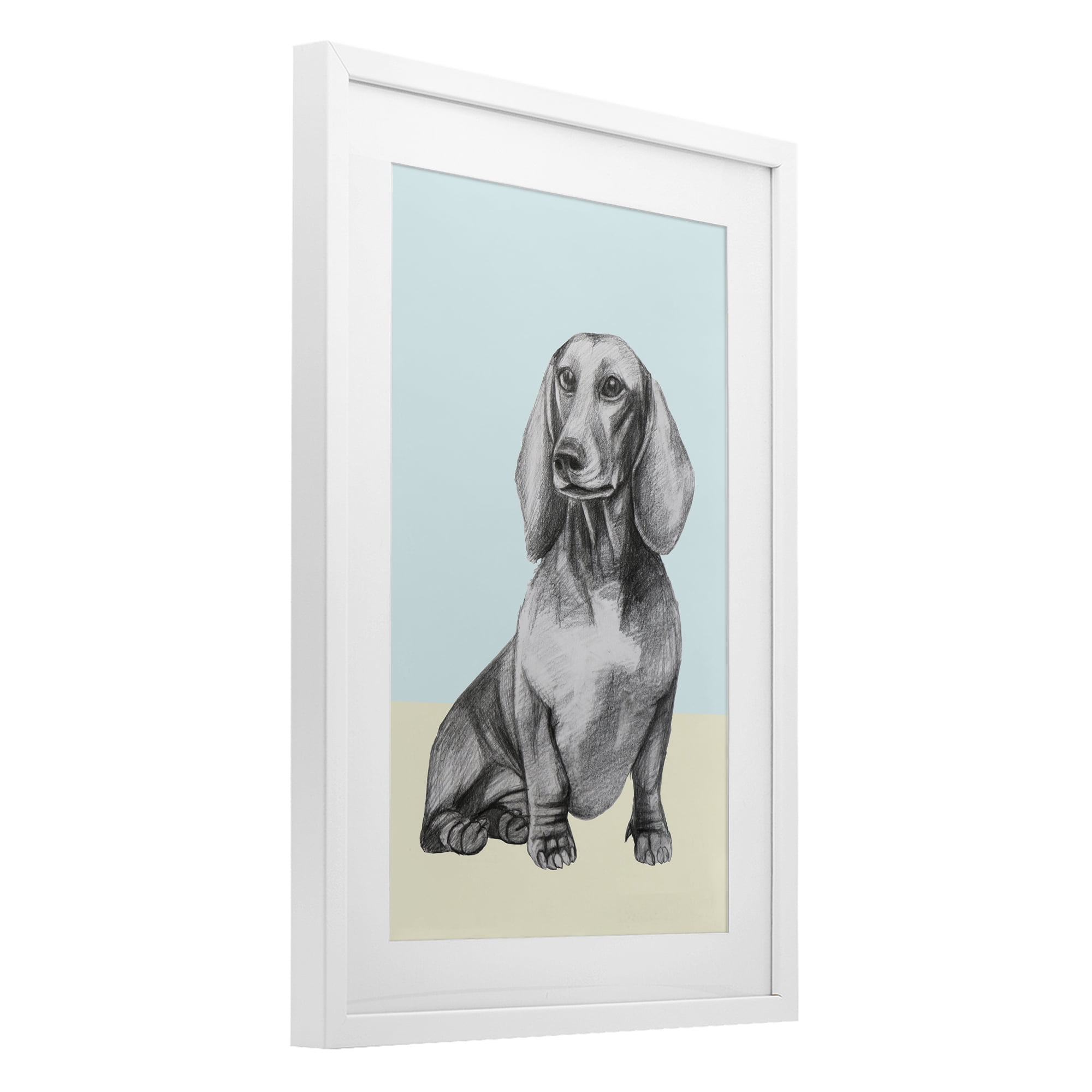 Stupell Industries Sitting Dachshund Sketch White Framed Print Under Glass, design by Violeta Vollmer