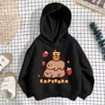 thumbnail image 5 of Girls T Shirts Hooded Sweat Capybara Print Casual Loose Fit Long Sleeve Kids Autumn Winter Tops Tees Blouses, 5 of 5