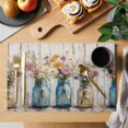 thumbnail image 2 of Spring Flowers Placemats Set of 1, Retro Oil Painting Style Floral Wood Texture Non-Slip Place Mats Washable Table Mats for Kitchen Dining Table Decorations Indoor/Outdoor, 2 of 9