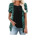 thumbnail image 2 of Weiqiqre T Shirts for Women Tunic Tops For Leggings Short Sleeve Shirts Botton Up Casual Ruched Blouses Clothes, 2 of 7