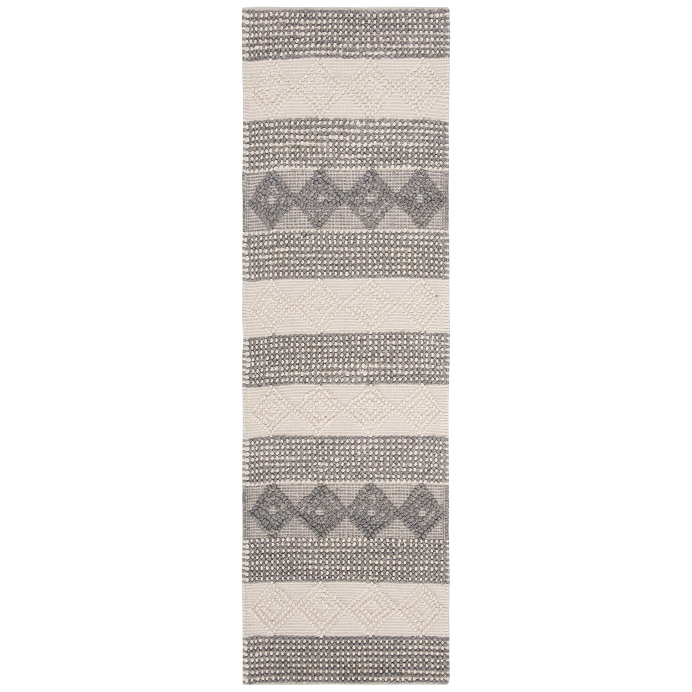 SAFAVIEH Natura Tamsen Geometric Striped Runner Rug, Grey/Ivory, 2'3" x 6'