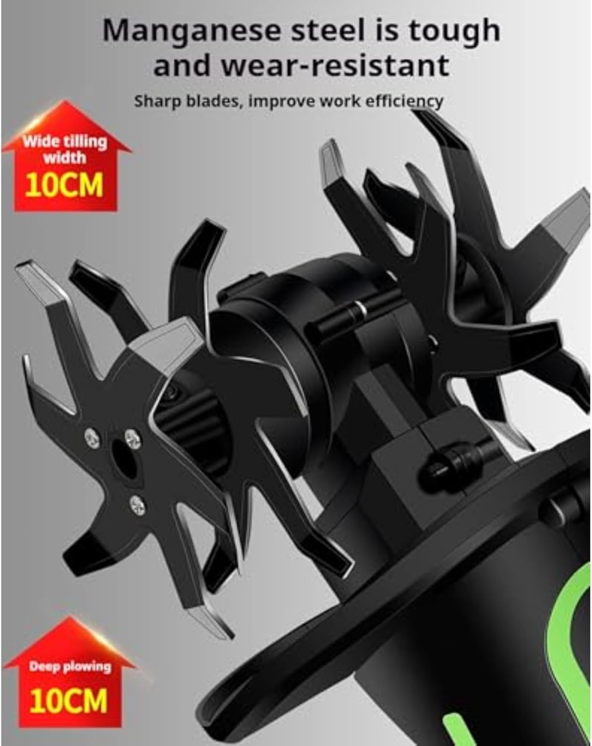 2 in 1 Cordless Tiller and Cultivator with Extension Pole, 20V Lightweight Handheld Battery Tiller Cultivator for Garden, Flower Beds, Weeding, Trenching, Battery Included