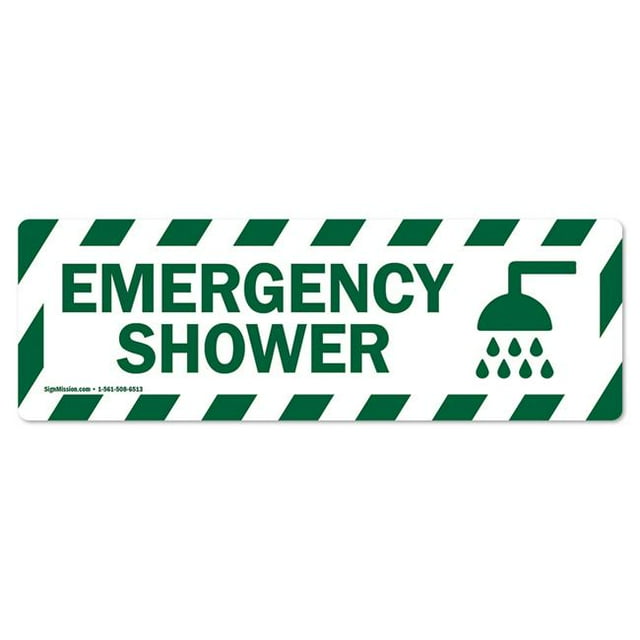 SignMission FD-R-16-3PK-99849 6 x 18 in. Non-Slip Vinyl Floor Decal - Emergency Shower - Pack of 3