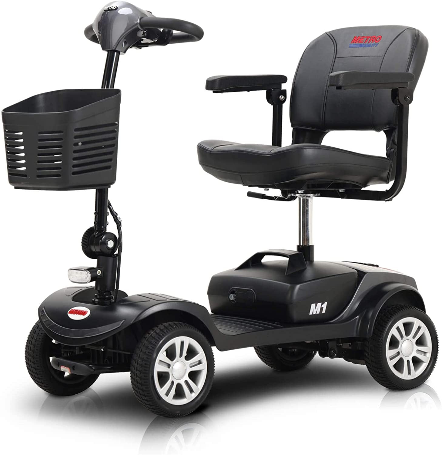 Xmatch 4Wheel Metro Mobility Scooter Battery Powered with Front Basket Compact Foldable Seat