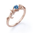 thumbnail image 4 of JeenMata Anillo de Compromiso Solitario con Diseño de Hojas y Topacio Azul Claro Redondo de 0,50 Quilates Chapado en Oro Rosa de 18 K sobre Plata, 4 of 6