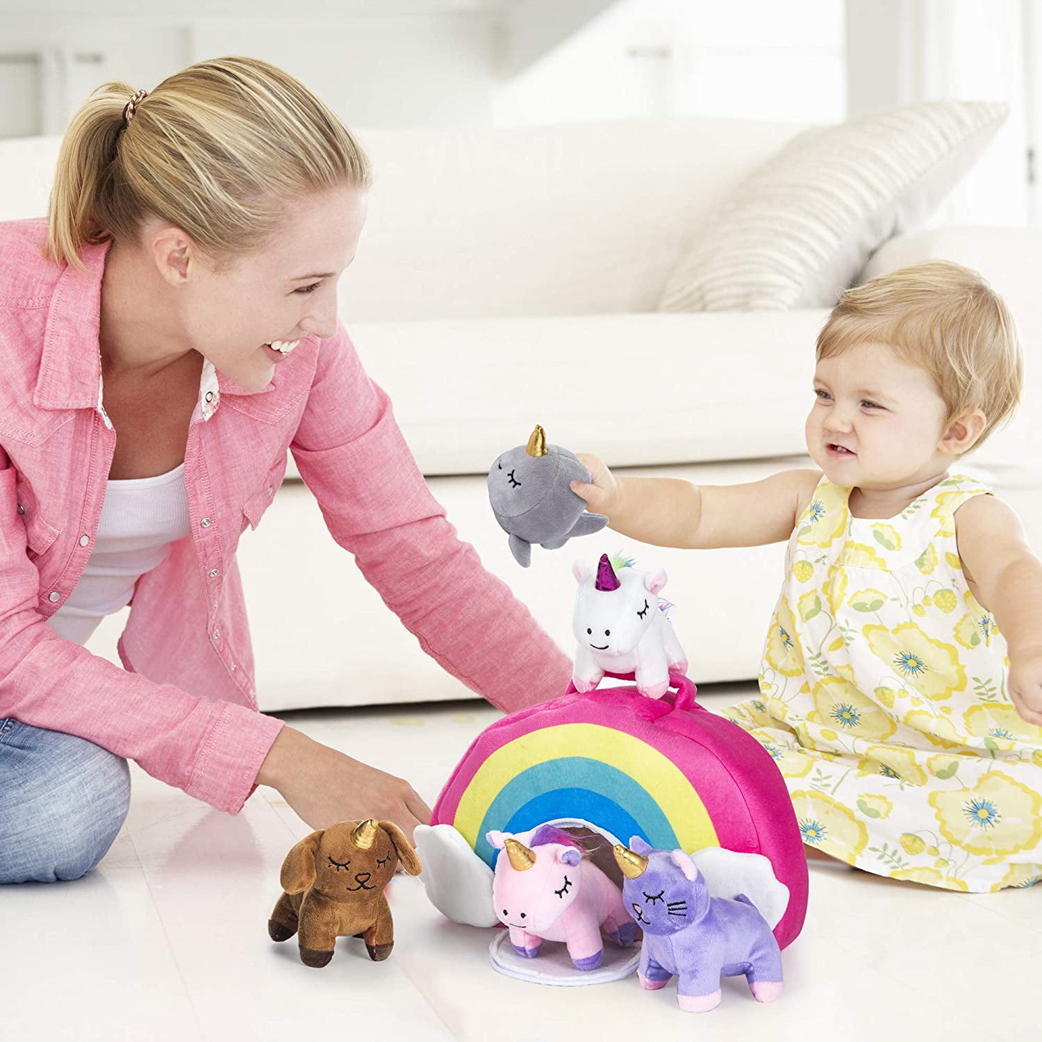 PASSIONFRUIT Stuffed Unicorn Plushie Rainbow Toys Cute Stuffed Animals, 5-Pc Set