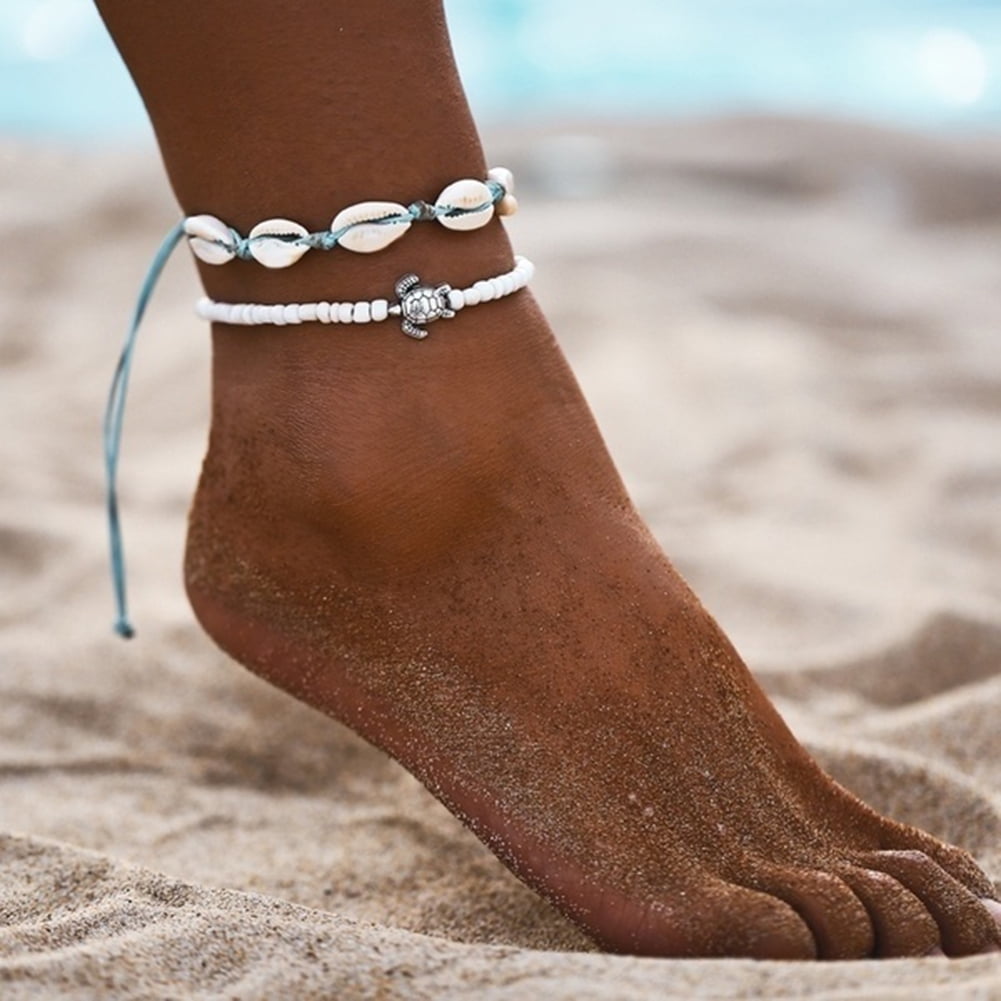 Anklet Adjustable Length Musthaves Womens Anklet with Shells and Beads